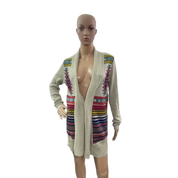 Eocte Women’s Size Medium Long Sleeve Tribal Cardigan Sweater - Picture 2 of 6